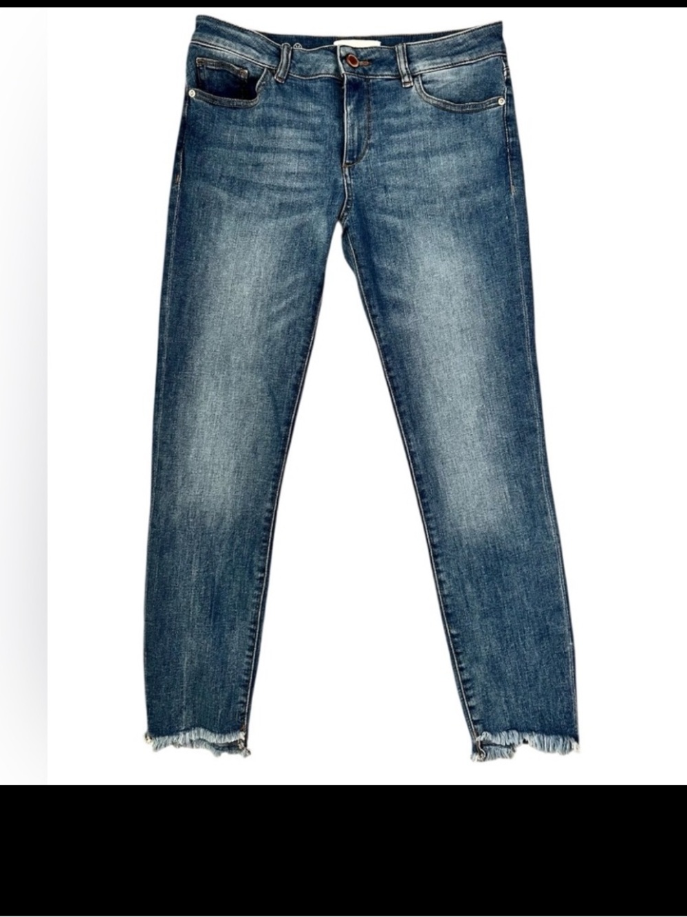DL1961 Florence Instasculpt Slimming Cropped Distressed Hem Jeans
